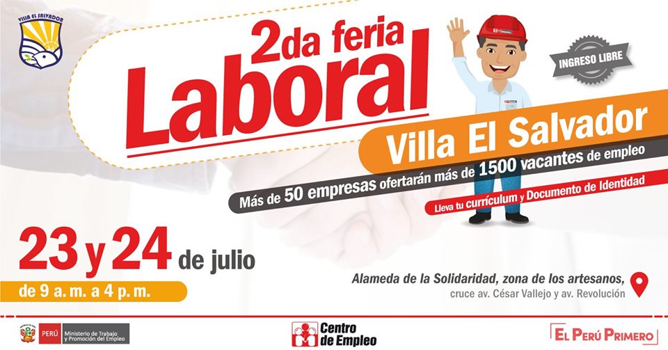 23-24 de julio, Oferta laboral, 1500 vacantes en Villa el Salvador